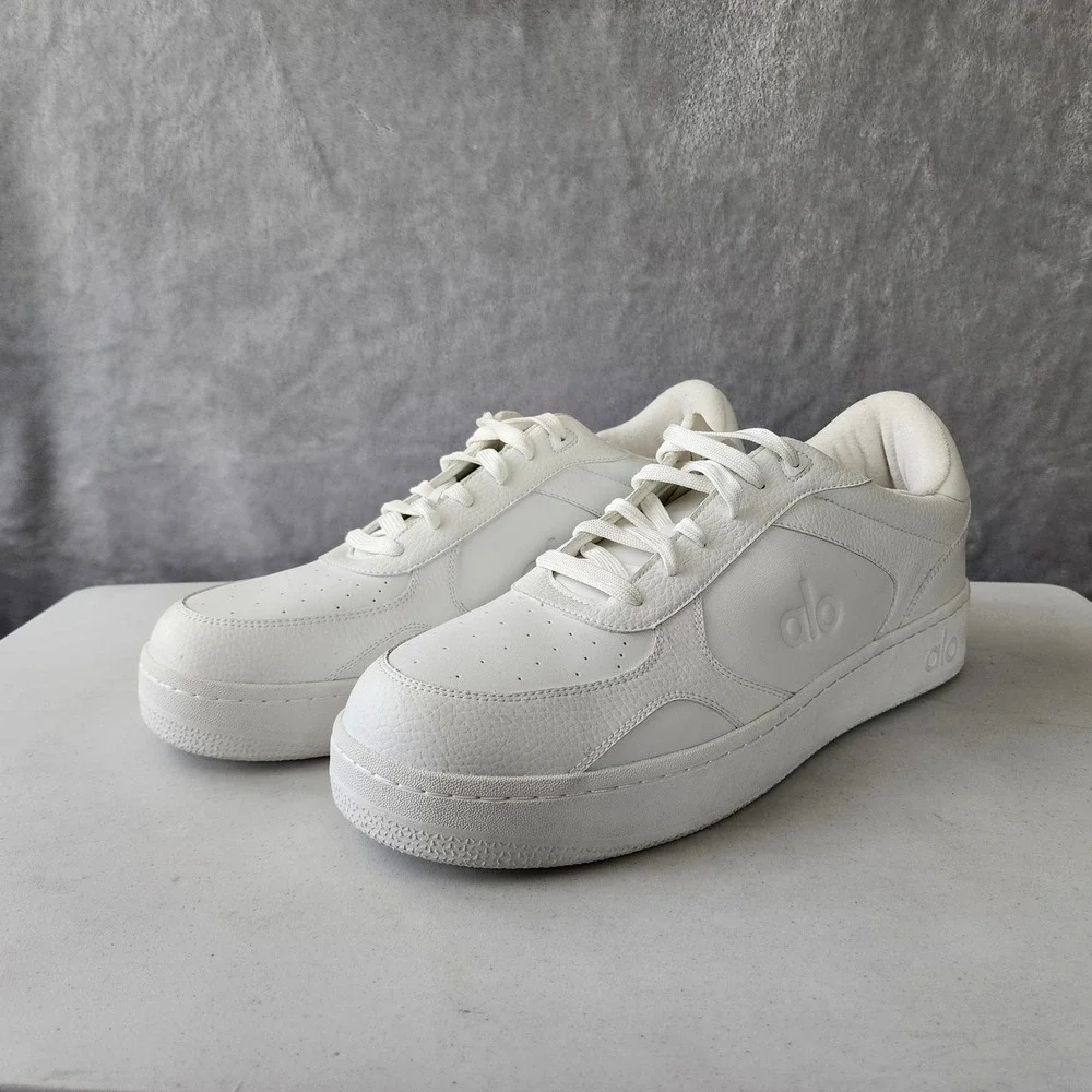Alo Yoga Recovery Mode Sneakers Mens Size 16 White Vegan Leather Low Top A0685U